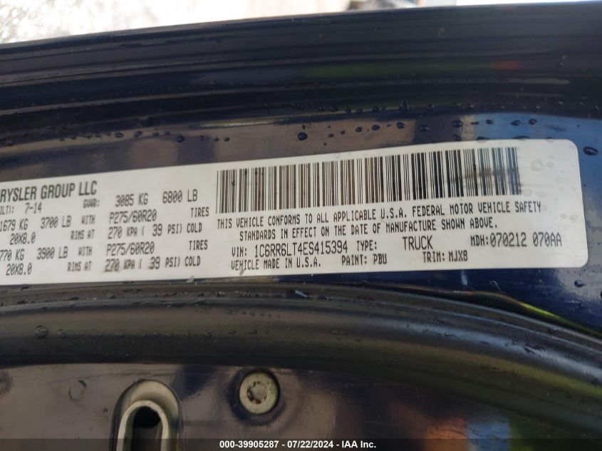 2014 Ram 1500 Lone Star VIN: 1C6RR6LT4ES415394 Lot: 39905287