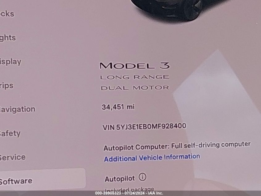 2021 TESLA MODEL 3 LONG RANGE DUAL MOTOR ALL-WHEEL DRIVE - 5YJ3E1EB0MF928400