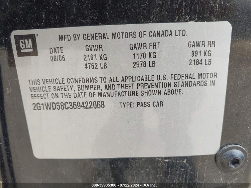 2G1WD58C369422068 2006 Chevrolet Impala Ss