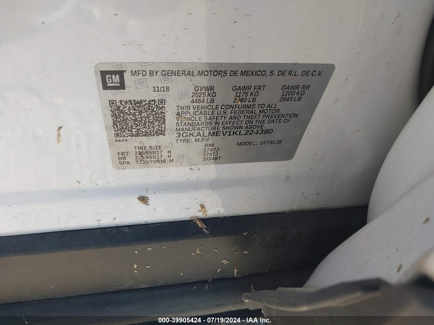 2019 GMC TERRAIN SLE - 3GKALMEV1KL224380