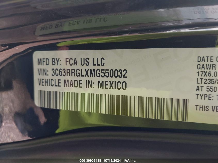 2021 Ram 3500 Tradesman 4X4 8' Box VIN: 3C63RRGLXMG550032 Lot: 39905438