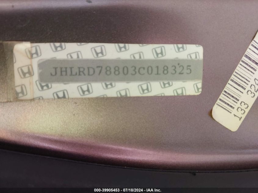 2003 Honda Cr-V Ex VIN: JHLRD78803C018325 Lot: 39905453