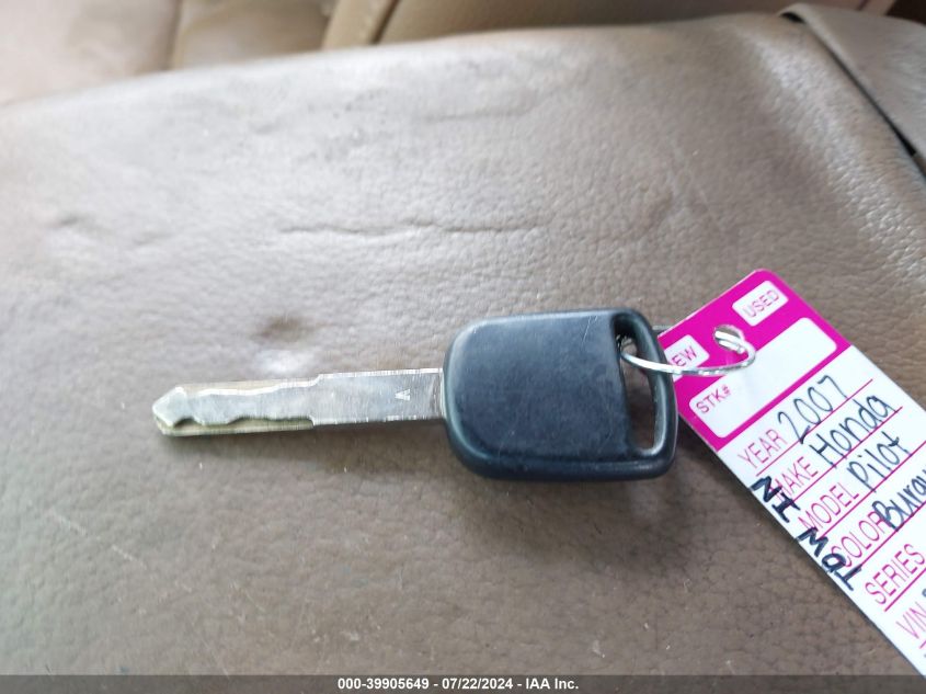 2007 Honda Pilot Ex-L VIN: 5FNYF28617B024521 Lot: 39905649