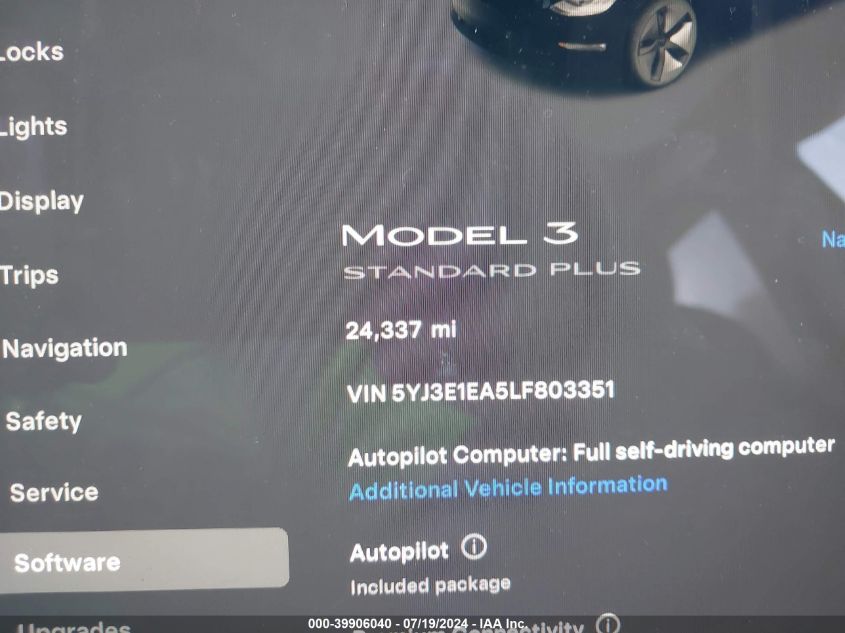 2020 TESLA MODEL 3 STANDARD RANGE PLUS REAR-WHEEL DRIVE/STANDARD RANGE REAR-WHEEL DRIVE - 5YJ3E1EA5LF803351