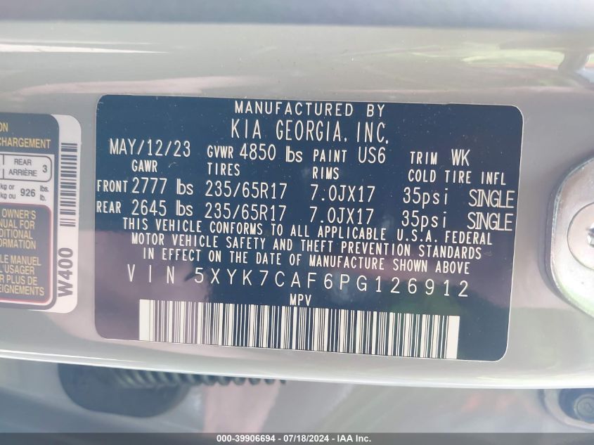 2023 Kia Sportage X-Pro Prestige VIN: 5XYK7CAF6PG126912 Lot: 39906694