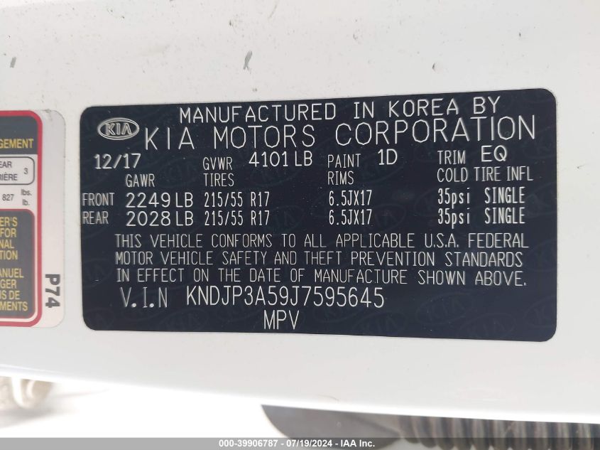 2018 KIA SOUL + - KNDJP3A59J7595645