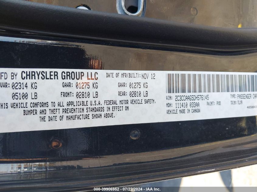 2013 Chrysler 300 Motown VIN: 2C3CCAAG5DH576145 Lot: 39906952