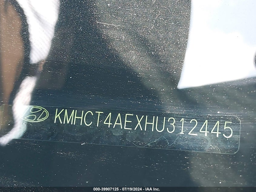 2017 Hyundai Accent Se VIN: KMHCT4AEXHU312445 Lot: 39907125