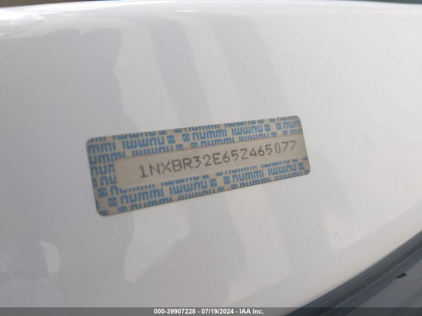 2005 Toyota Corolla Ce/Le/S VIN: 1NXBR32E65Z465077 Lot: 39907228