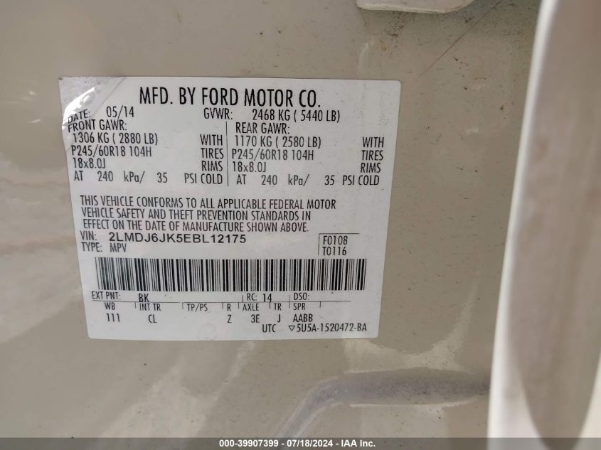 2014 LINCOLN MKX - 2LMDJ6JK5EBL12175