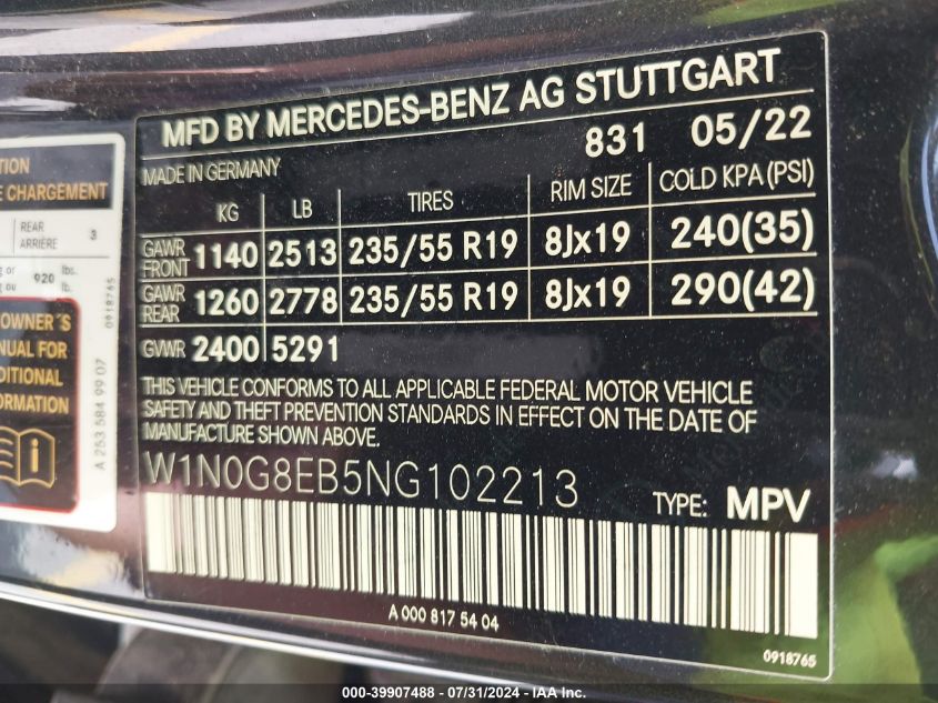 W1N0G8EB6NG078875 2022 Mercedes-Benz Glc 300 4Matic Suv