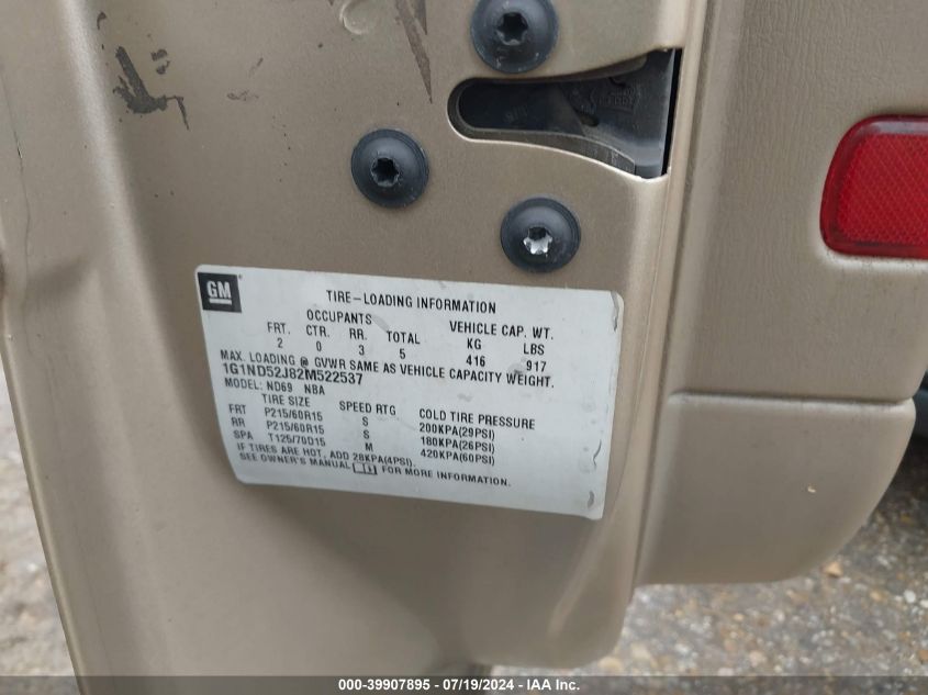 2002 Chevrolet Malibu VIN: 1G1ND52J82M522537 Lot: 39907895