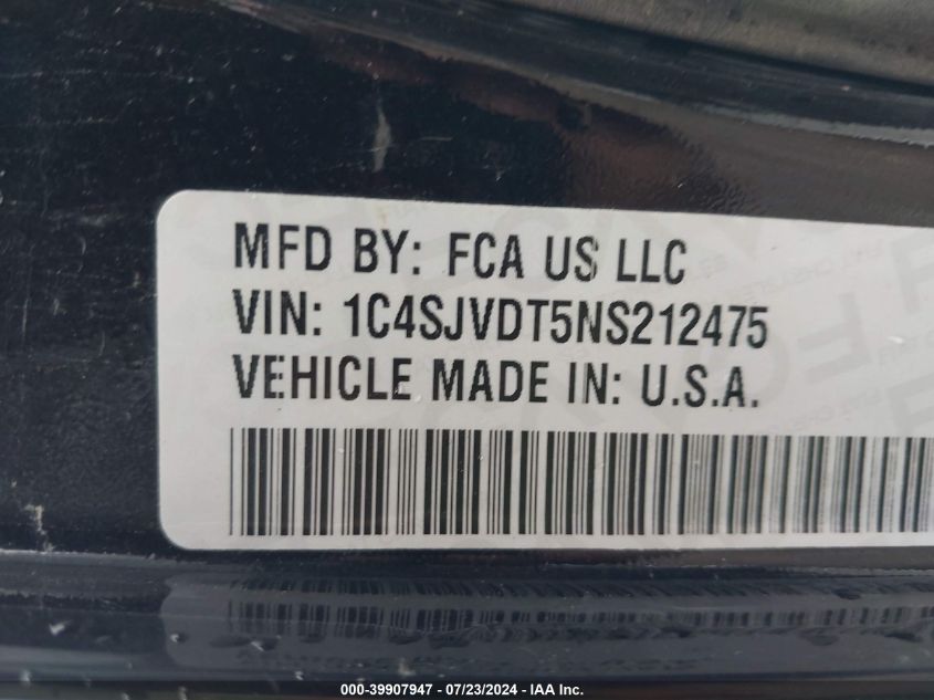 2022 Jeep Wagoneer Series Iii 4X4 VIN: 1C4SJVDT5NS212475 Lot: 39907947