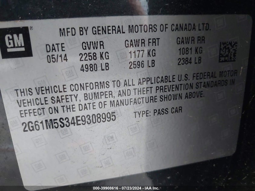 2014 CADILLAC XTS LUXURY COLLECTION - 2G61M5S34E9308995