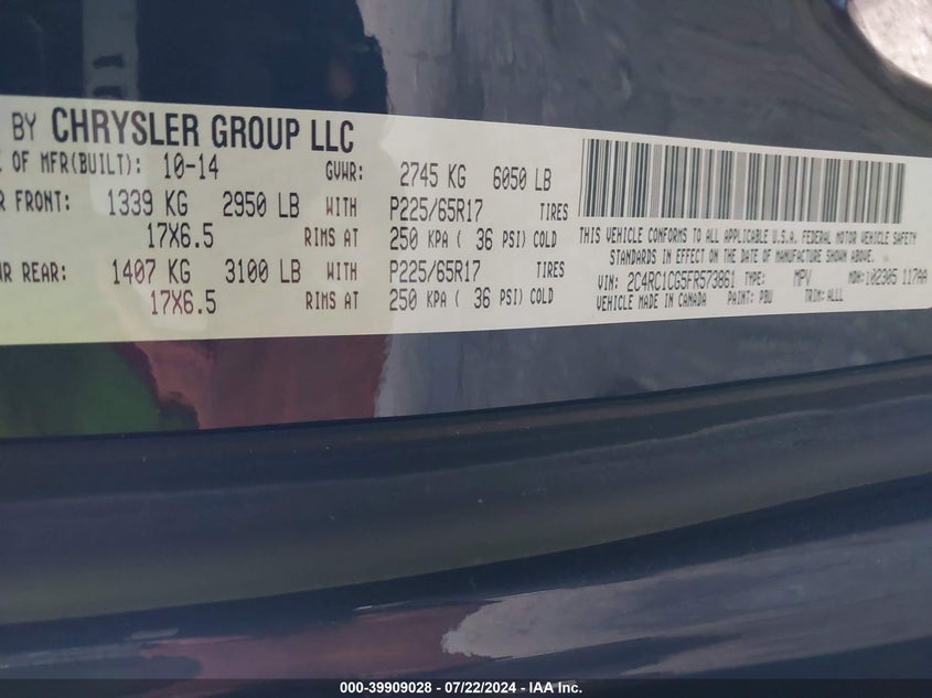 2015 CHRYSLER TOWN & COUNTRY TOURING-L - 2C4RC1CG5FR573861