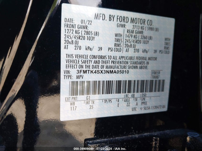 2022 FORD MUSTANG MACH-E GT - 3FMTK4SX3NMA05010