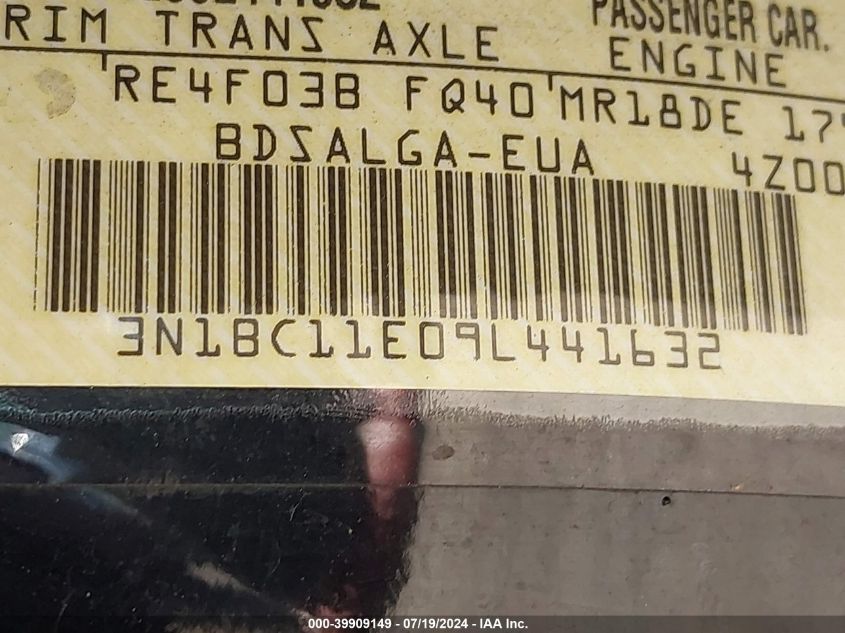 2009 Nissan Versa 1.8Sl VIN: 3N1BC11E09L441632 Lot: 39909149