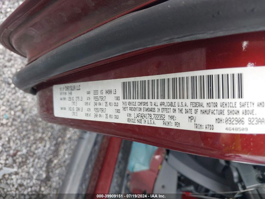 2009 Jeep Wrangler X VIN: 1J4FA24179L722352 Lot: 39909151