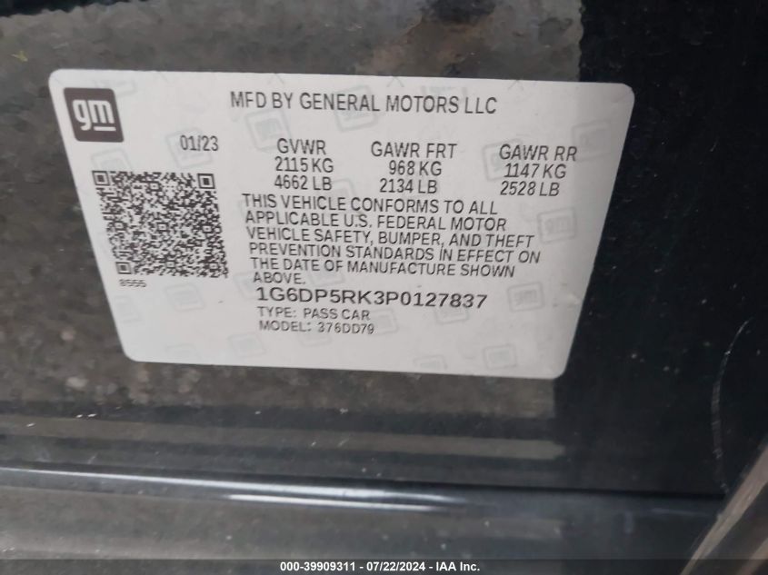 1G6DP5RK3P0127837 2023 Cadillac Ct5 Sport