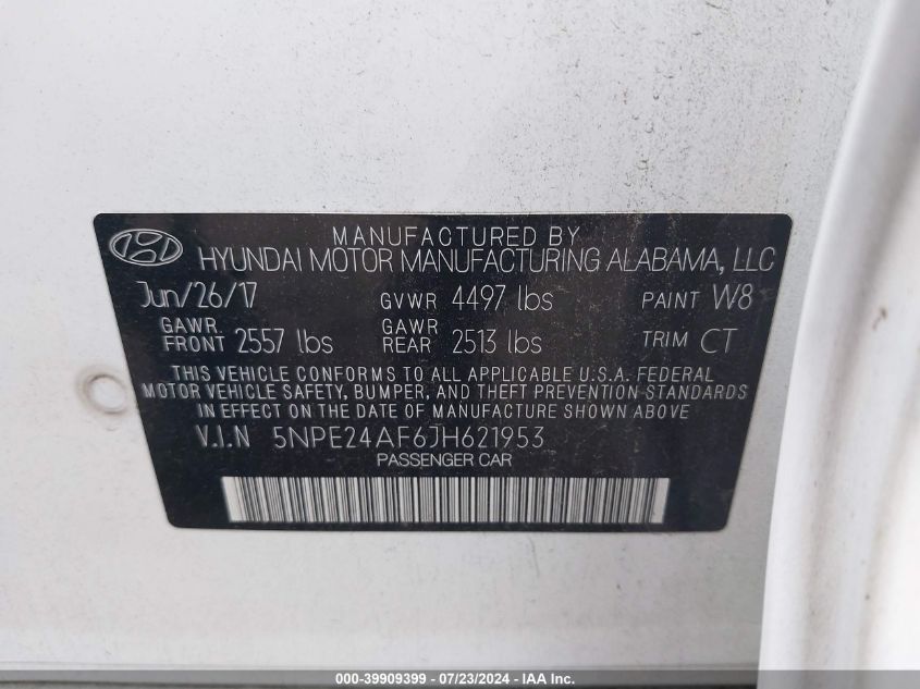 2018 HYUNDAI SONATA SE - 5NPE24AF6JH621953