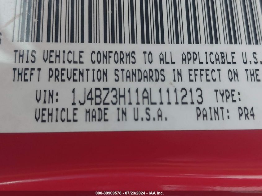 2010 Jeep Wrangler Unlimited Sport VIN: 1J4BZ3H11AL111213 Lot: 39909578