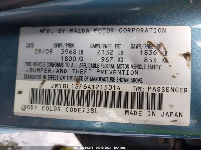 2010 Mazda Mazda3 I Touring VIN: JM1BL1SF6A1215014 Lot: 39910215