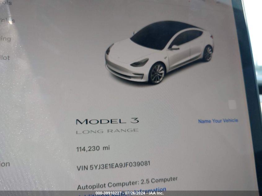 5YJ3E1EA9JF039081 2018 Tesla Model 3