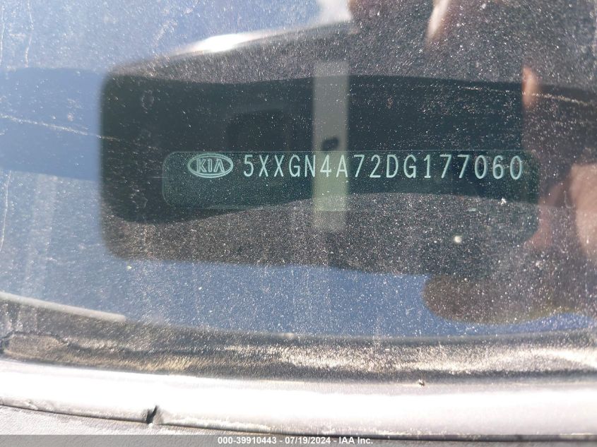 2013 Kia Optima Ex VIN: 5XXGN4A72DG177060 Lot: 39910443