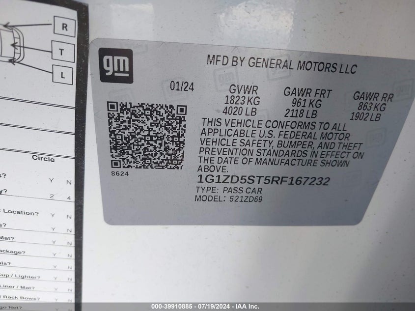 2024 CHEVROLET MALIBU LT - 1G1ZD5ST5RF167232