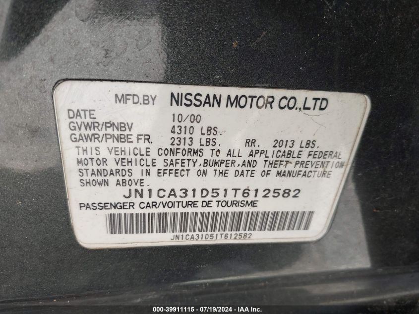 JN1CA31D51T612582 | 2001 NISSAN MAXIMA