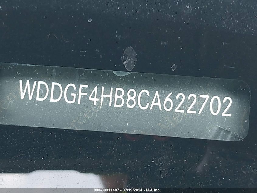 2012 Mercedes-Benz C 250 Luxury/Sport VIN: WDDGF4HB8CA622702 Lot: 39911407