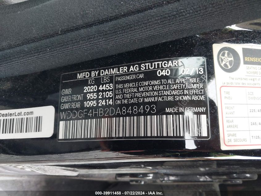 2013 Mercedes-Benz C 250 Luxury/Sport VIN: WDDGF4HB2DA848493 Lot: 39911458