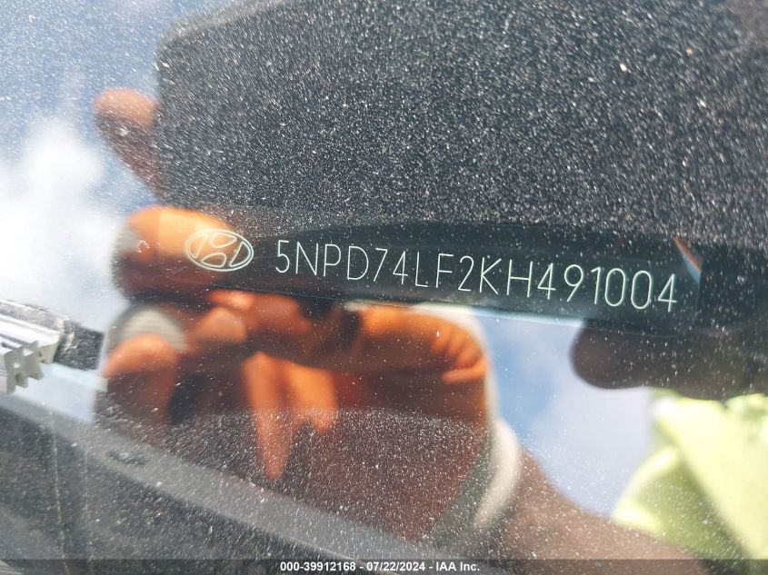 2019 Hyundai Elantra Se VIN: 5NPD74LF2KH491004 Lot: 39912168
