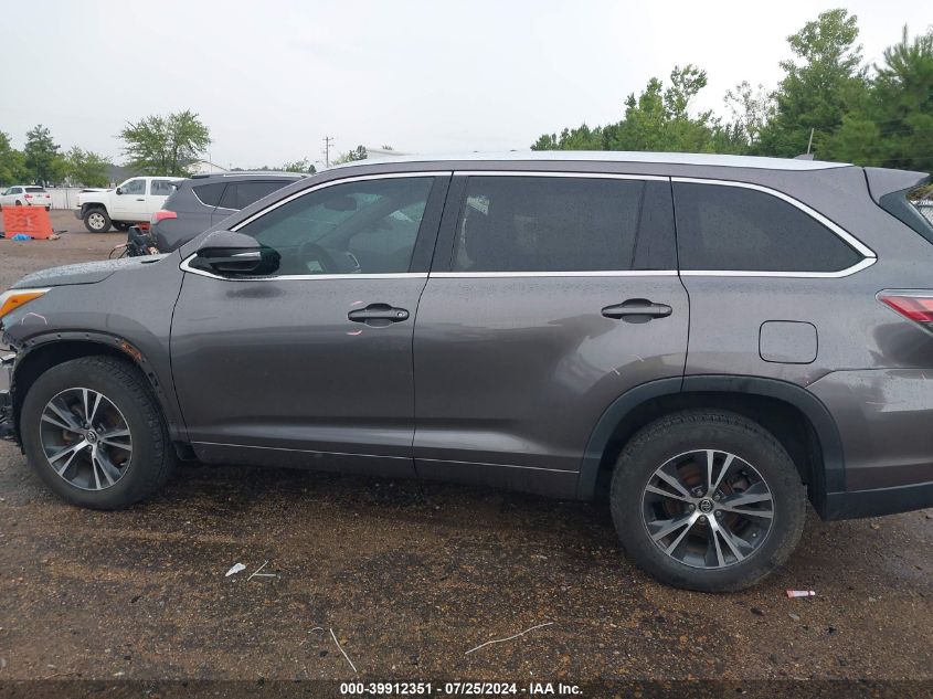 2016 Toyota Highlander Xle V6 VIN: 5TDKKRFH8GS500158 Lot: 39912351