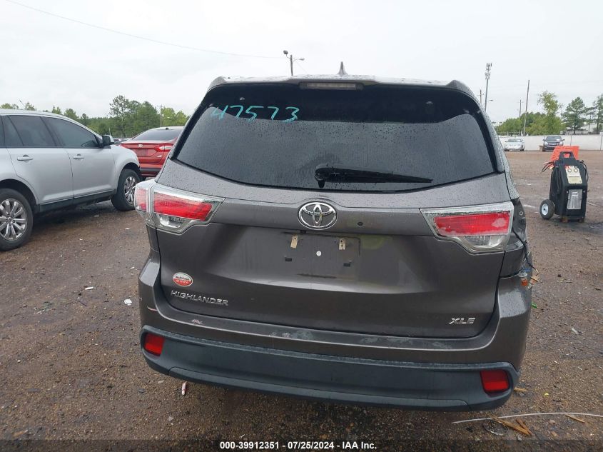 2016 Toyota Highlander Xle V6 VIN: 5TDKKRFH8GS500158 Lot: 39912351