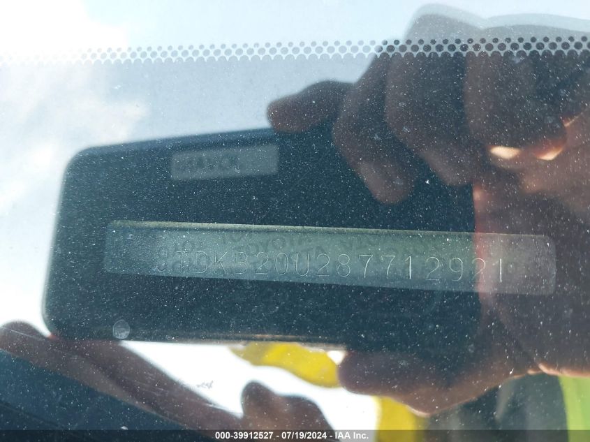 2008 Toyota Prius VIN: JTDKB20U287712921 Lot: 39912527