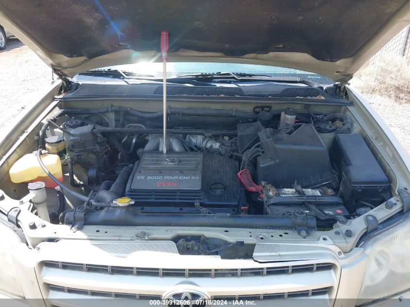 2001 Toyota Highlander V6 VIN: JTEHF21A610019637 Lot: 39912606