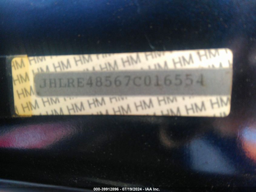 2007 Honda Cr-V Ex VIN: JHLRE48567C016554 Lot: 39912896