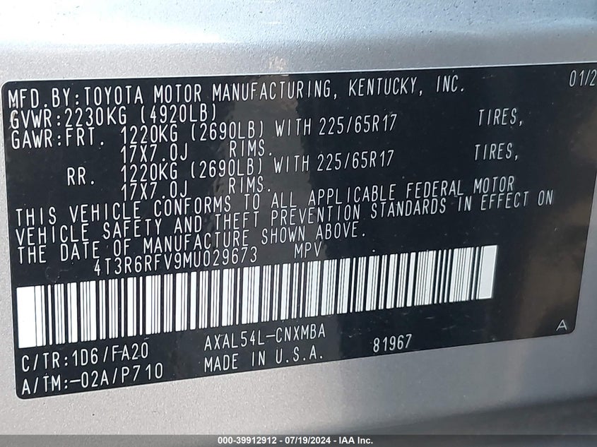 2021 TOYOTA RAV4 HYBRID XLE - 4T3R6RFV9MU029673