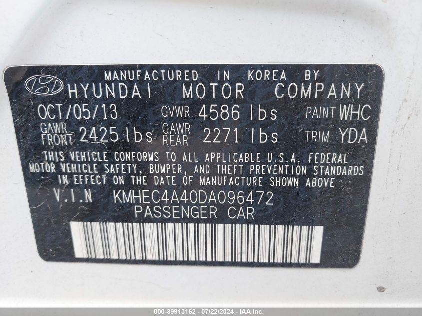 KMHEC4A40DA096472 2013 Hyundai Sonata Hybrid Limited