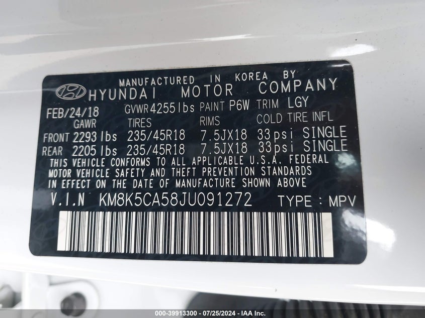 2018 HYUNDAI KONA ULTIMATE - KM8K5CA58JU091272