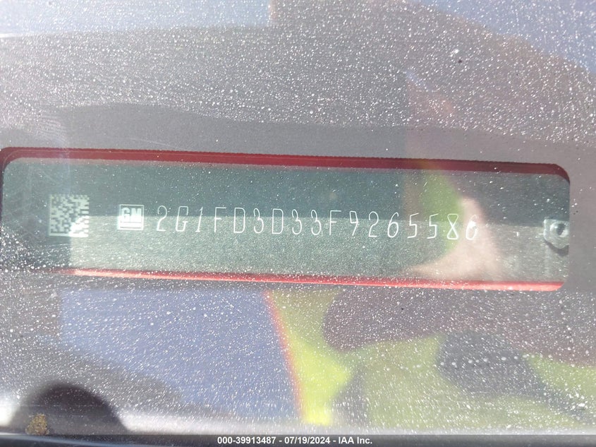 2015 Chevrolet Camaro Lt VIN: 2G1FD3D33F9265586 Lot: 39913487