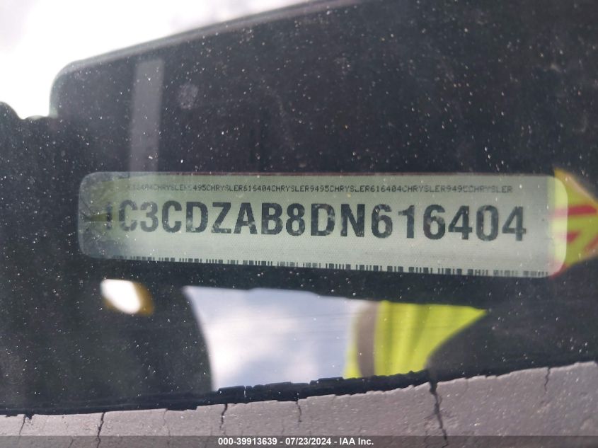 2013 Dodge Avenger Se VIN: 1C3CDZAB8DN616404 Lot: 39913639