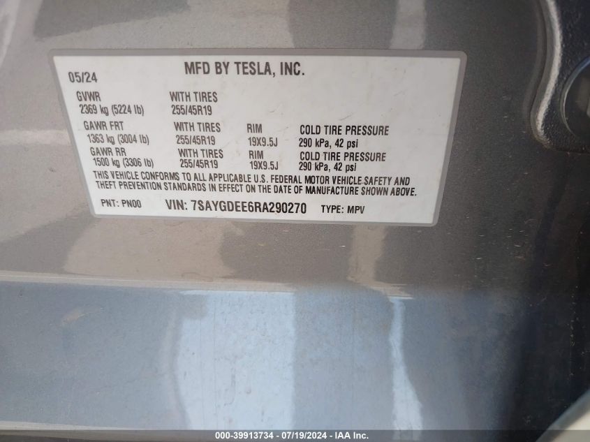 7SAYGDEE6RA290270 2024 TESLA MODEL Y - Image 8