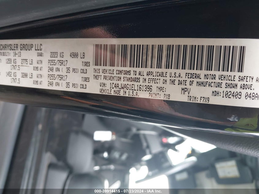 2014 Jeep Wrangler Freedom Edition VIN: 1C4AJWAG1EL161396 Lot: 39914415