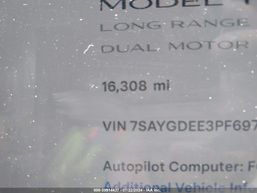 2023 TESLA MODEL Y - 7SAYGDEE3PF697219