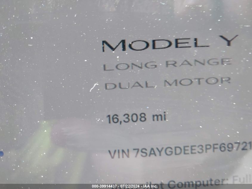 2023 TESLA MODEL Y - 7SAYGDEE3PF697219