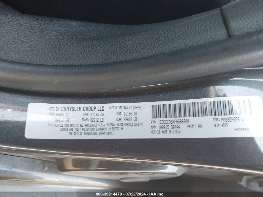 2015 CHRYSLER 200 LIMITED - 1C3CCCABXFN598300