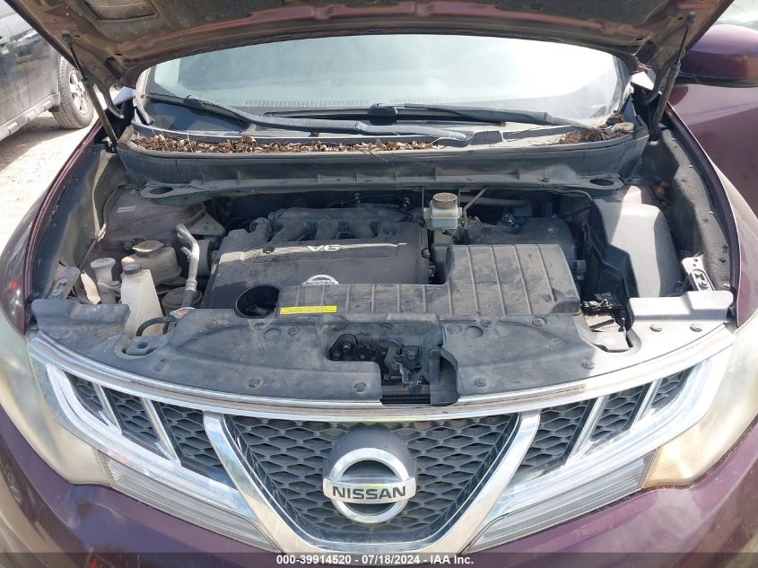 2013 Nissan Murano Sl VIN: JN8AZ1MU6DW205861 Lot: 39914520