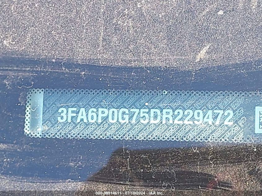 2013 Ford Fusion S VIN: 3FA6P0G75DR229472 Lot: 39914611